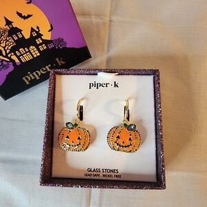 Piper K Halloween Pumpkin Crystal Earrings.
